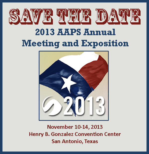 JOIN US AT THE AAPS ANNUAL MEETING IN SAN ANTONIO